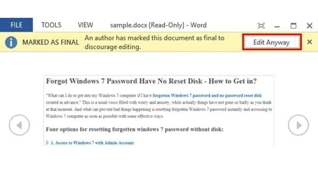 disable 'mark as final'