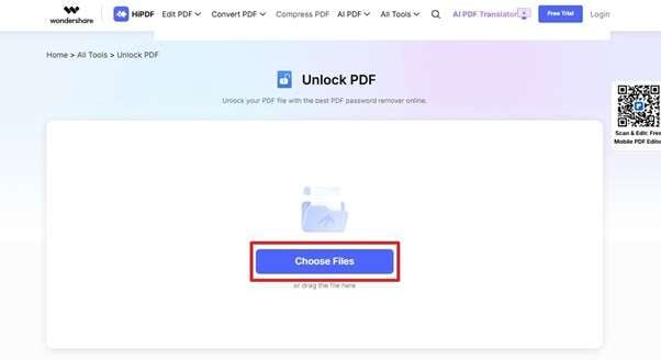 choose file to upload on hipdf 