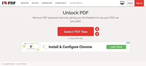 ilovepdf password remover