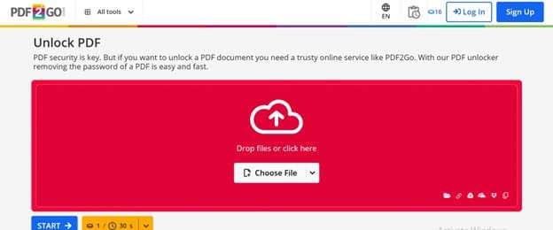 pdf2go password remover