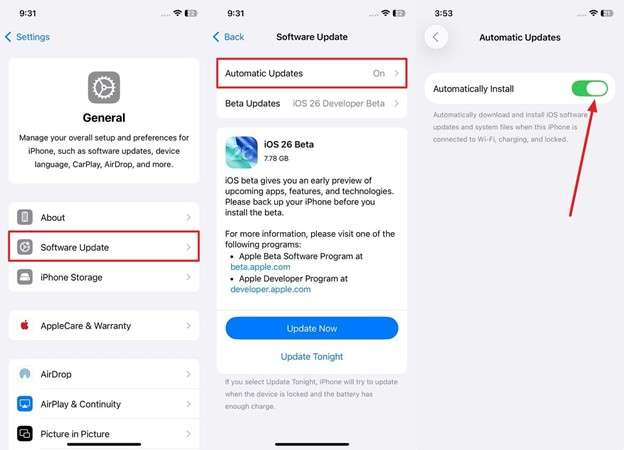disable automatic updates on iphone