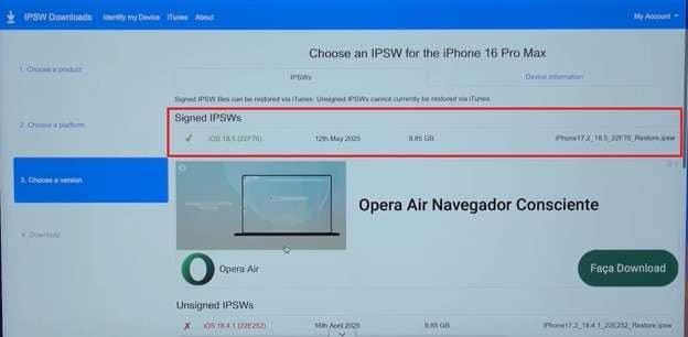 get signed ipsws file downloaded
