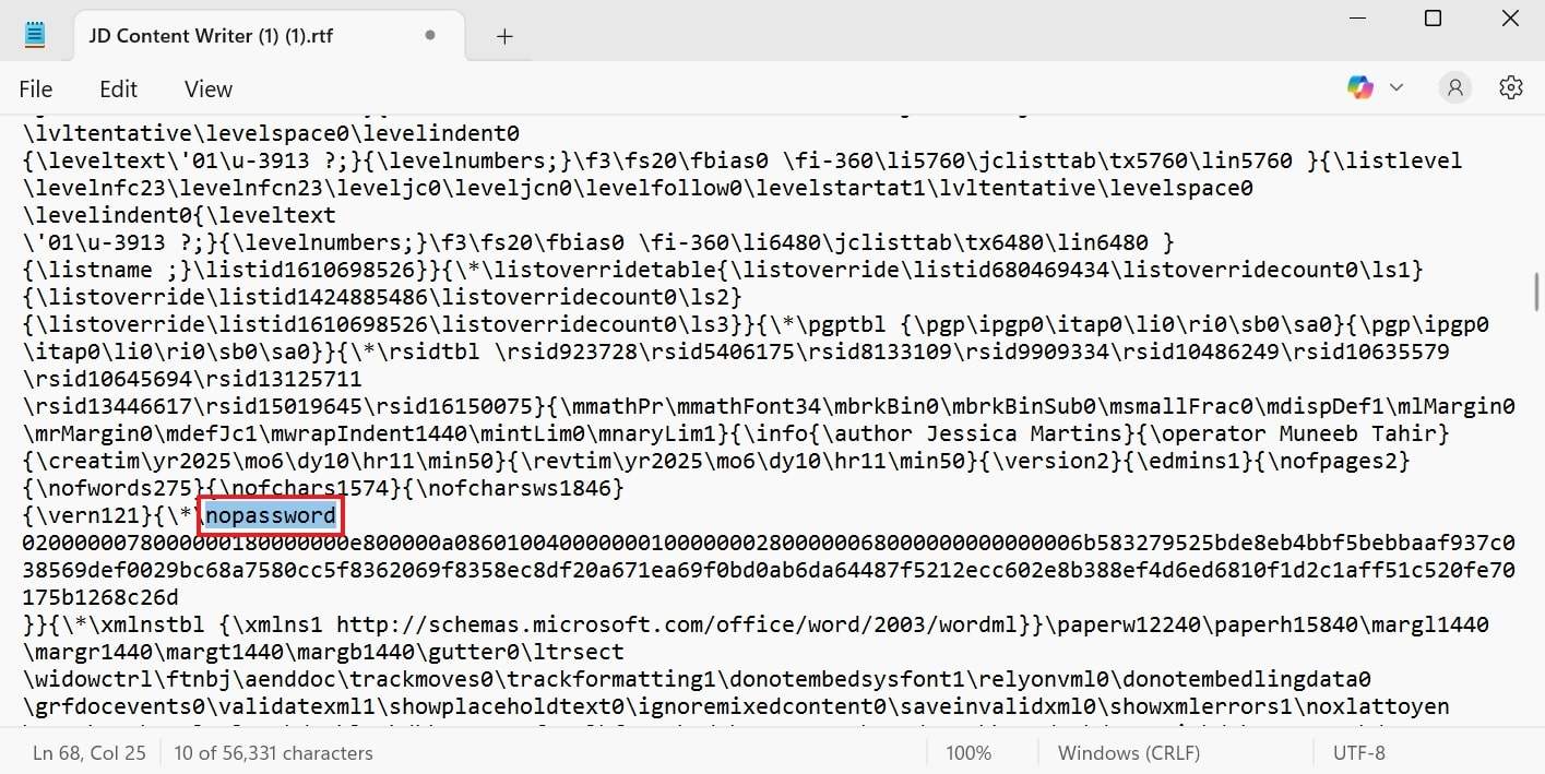 add nopassword text