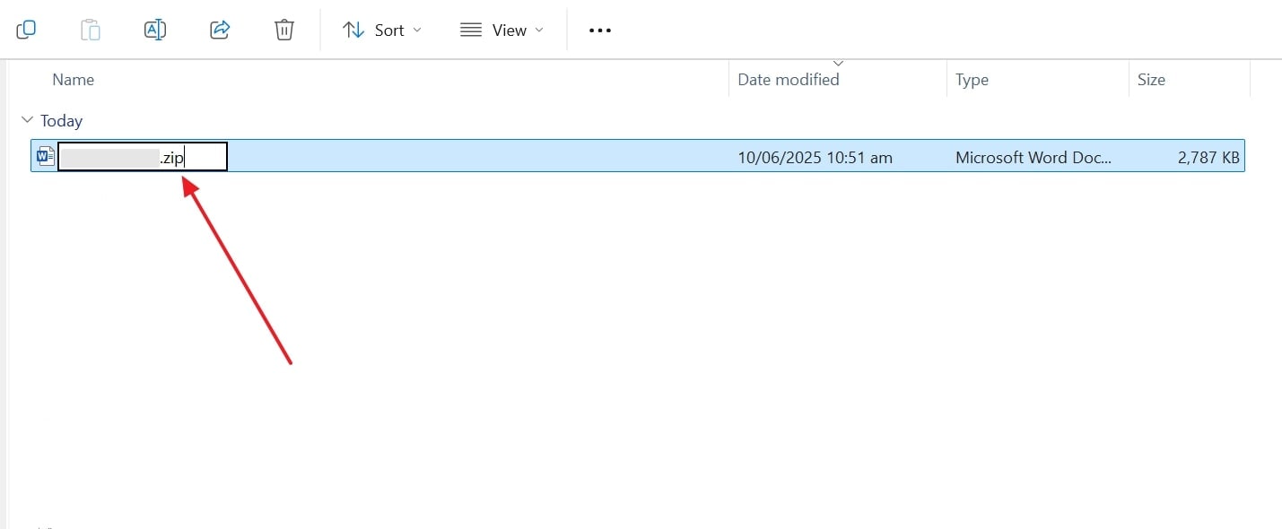 change file extension to zip