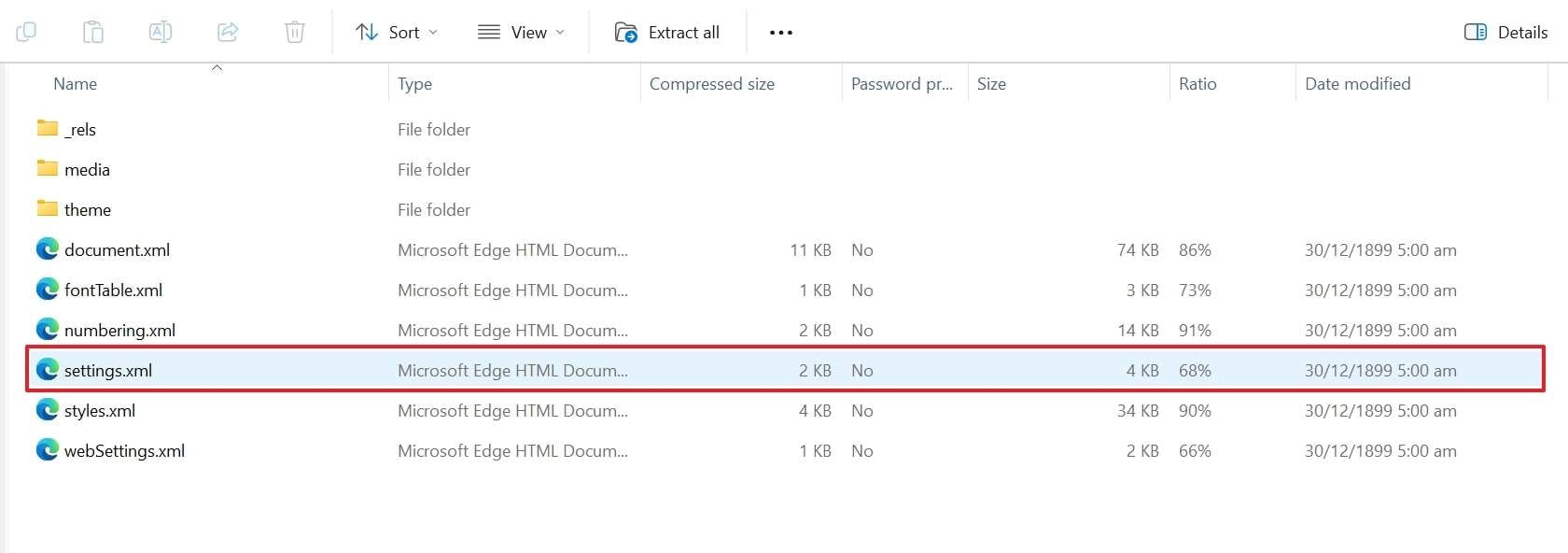 open settings xml file