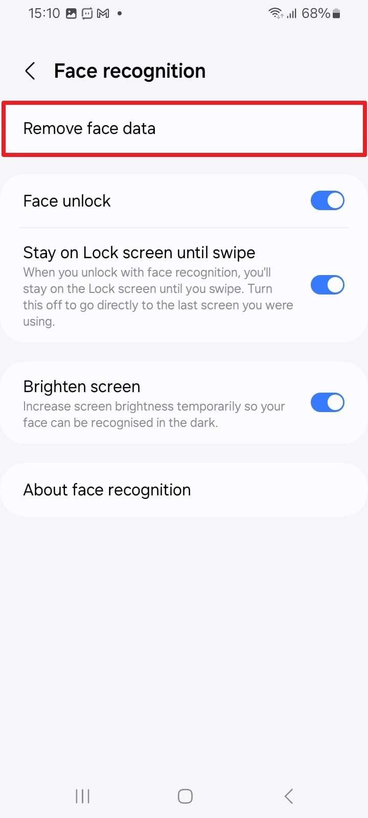continue to remove face data