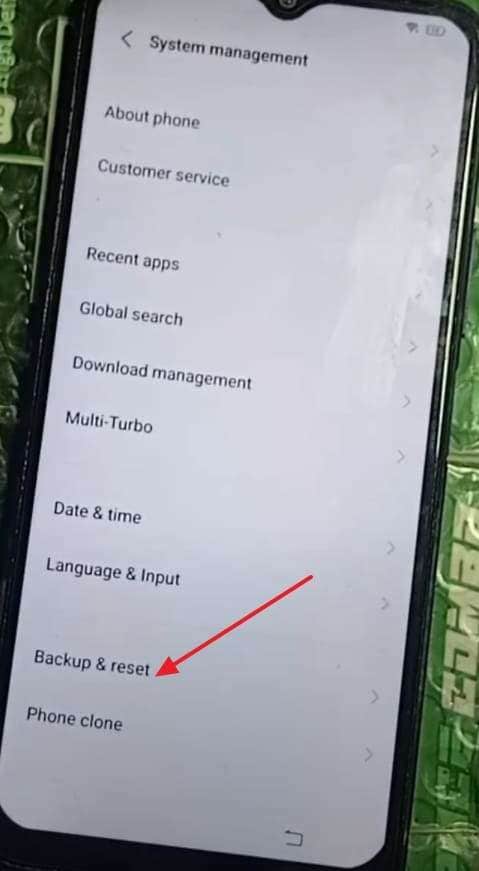 select backup & reset option