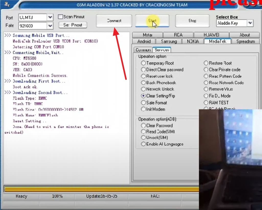 click connect and remove google frp