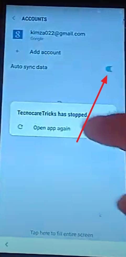 toggle auto sync before accessing settings