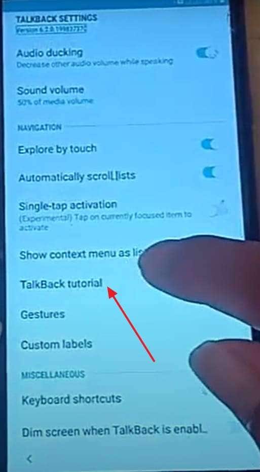 choose talkback tutorial