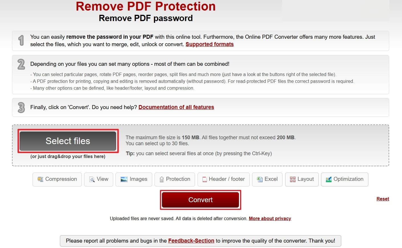click select file and convert