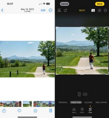 resizing an image using built in photos app