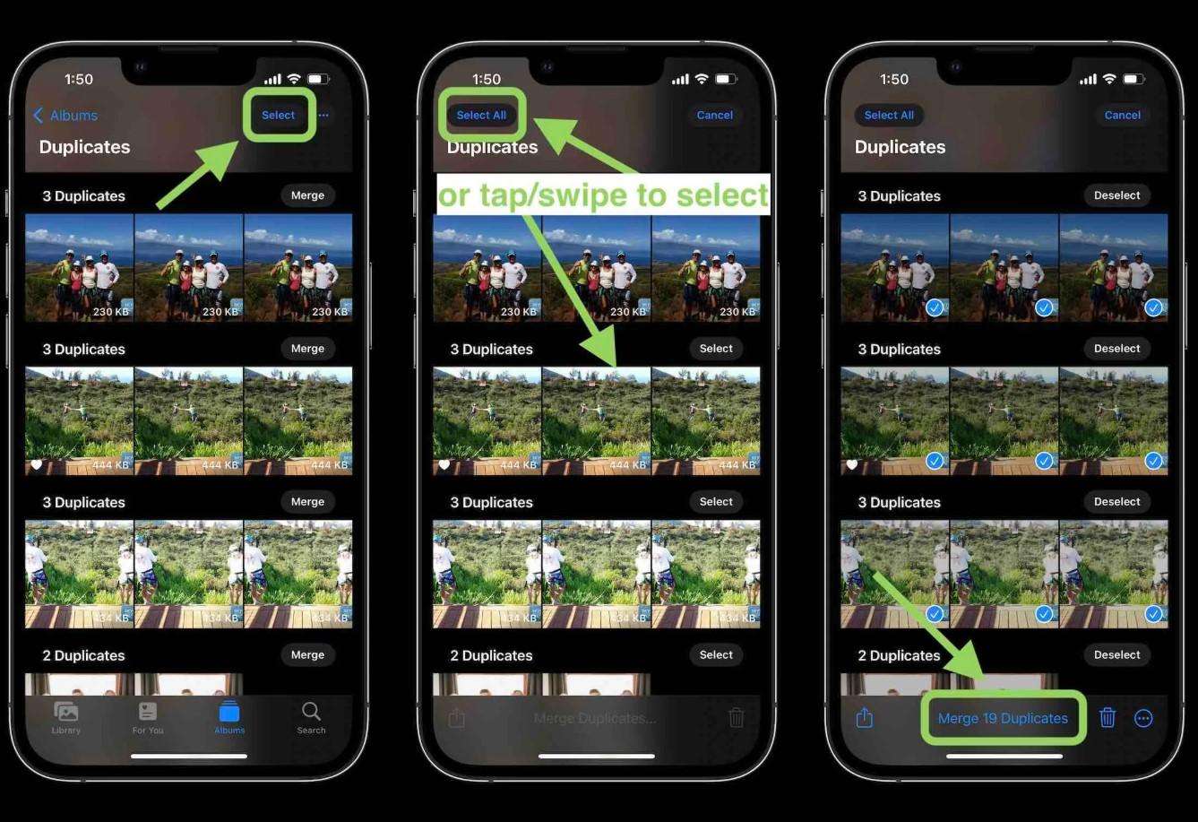 scroll down and select duplicates