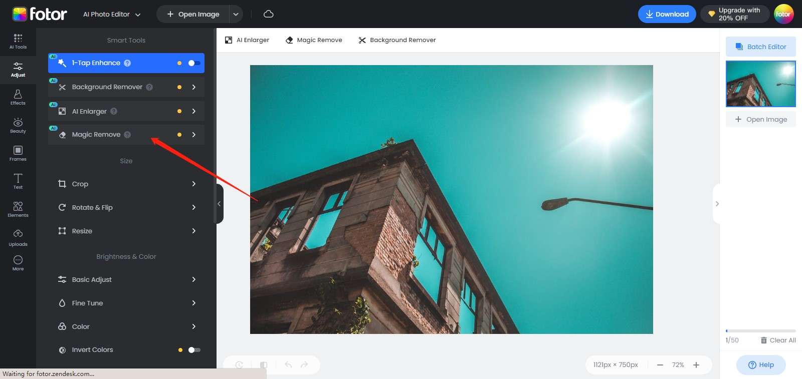 Fotor tool interface