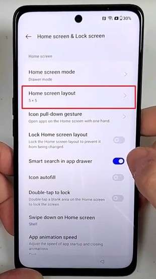 press home screen layout settings