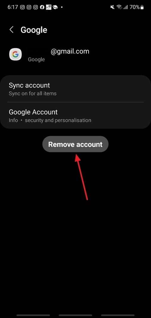 confirm remove google account