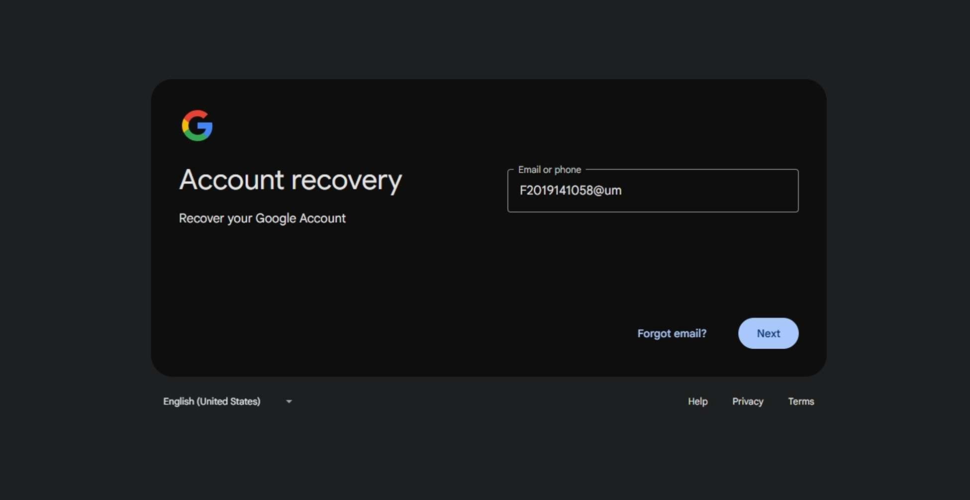 access account recovery site