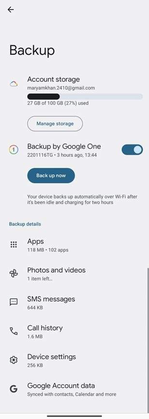 check google backup