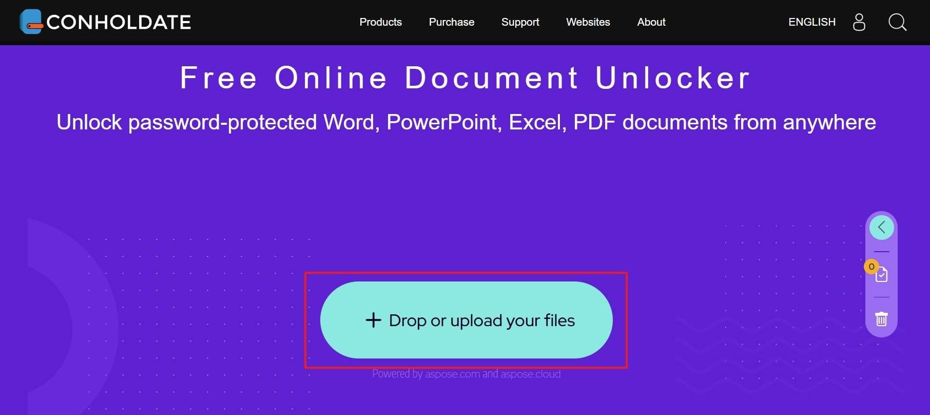 drop file at conholdate document unlocker