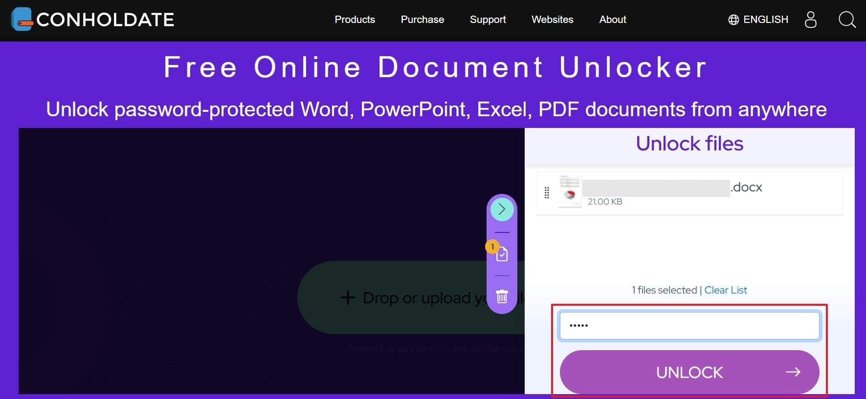 use unlock after adding password