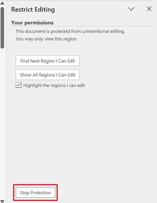 click stop protection button