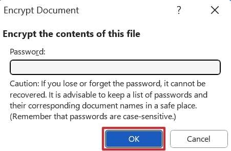 remove password and tap ok