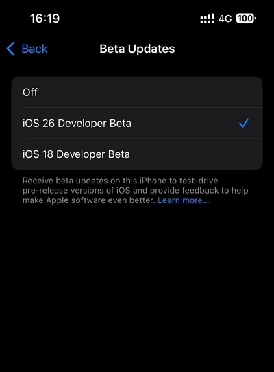 choose beta version