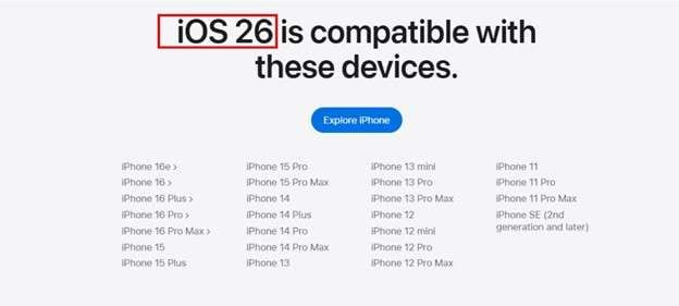 check the ios 26 compatible devices