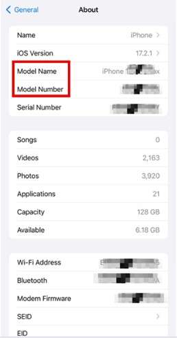check your model name and number