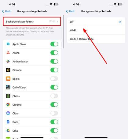 turn on background app refresh