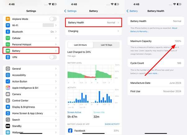 check the battery status