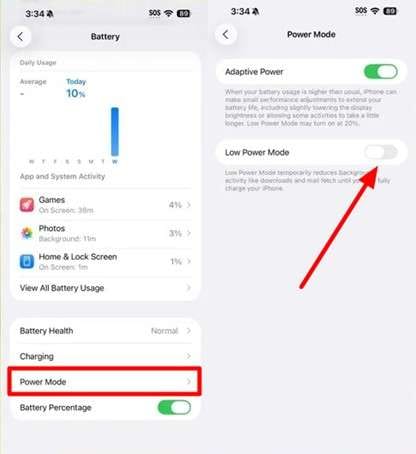 turn of low power mode