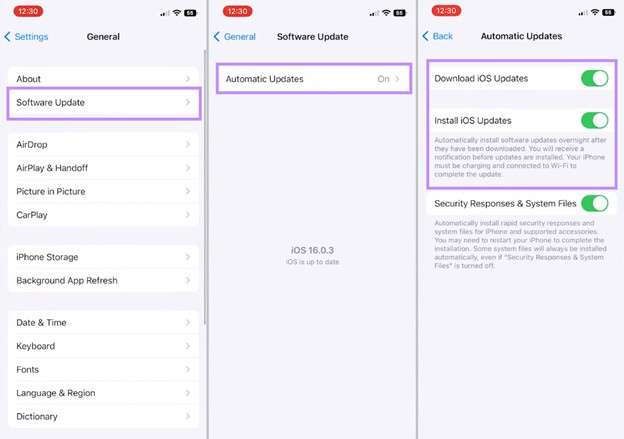turn of automatic updates on iphone