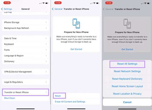 reset network settings
