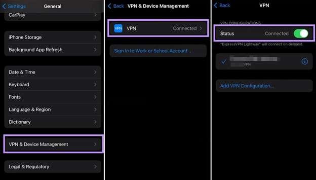turn off vpn in settings