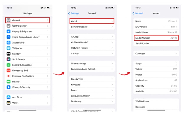 model name to check ios supported devices
