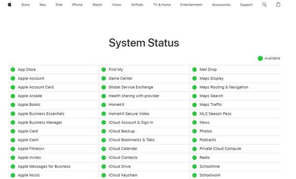 verify apple server status