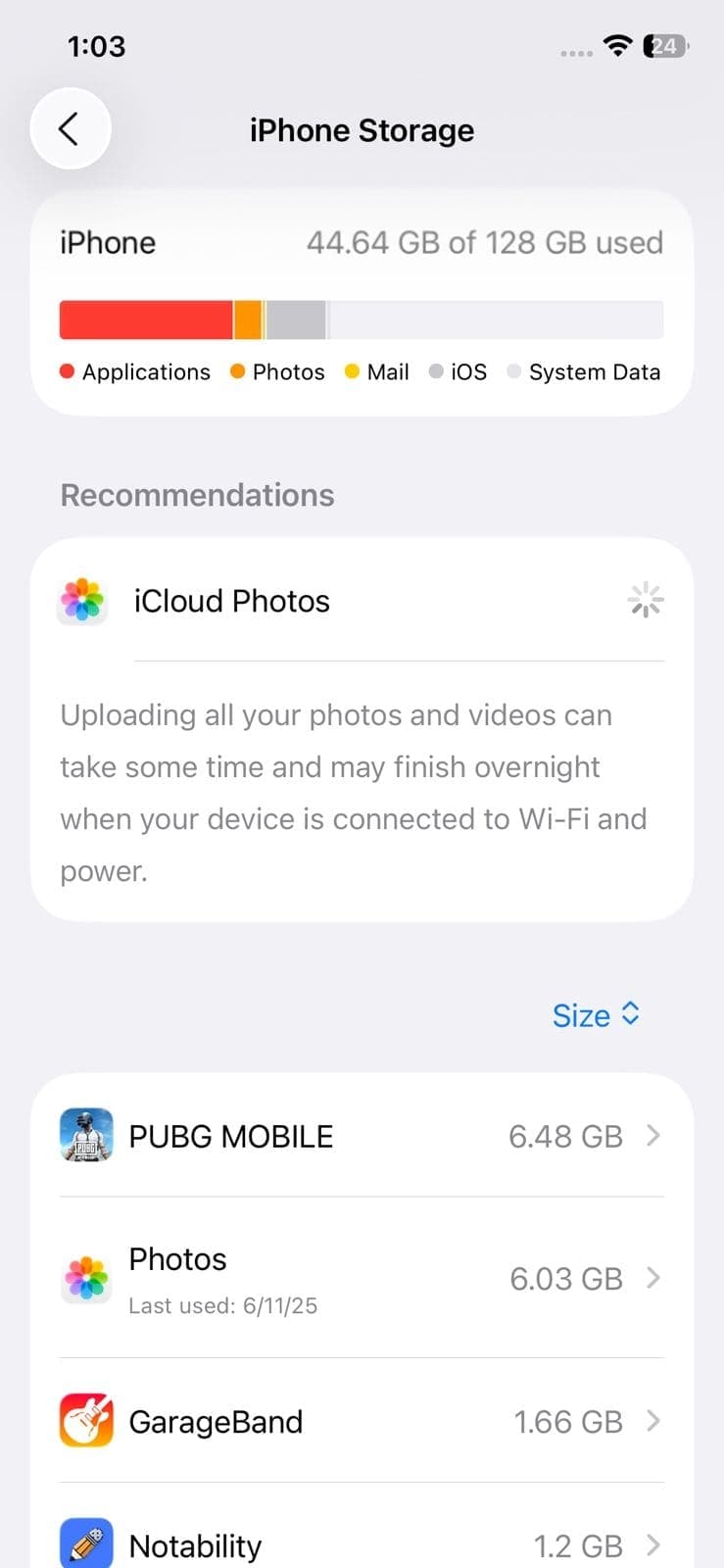 free iphone storage ios26
