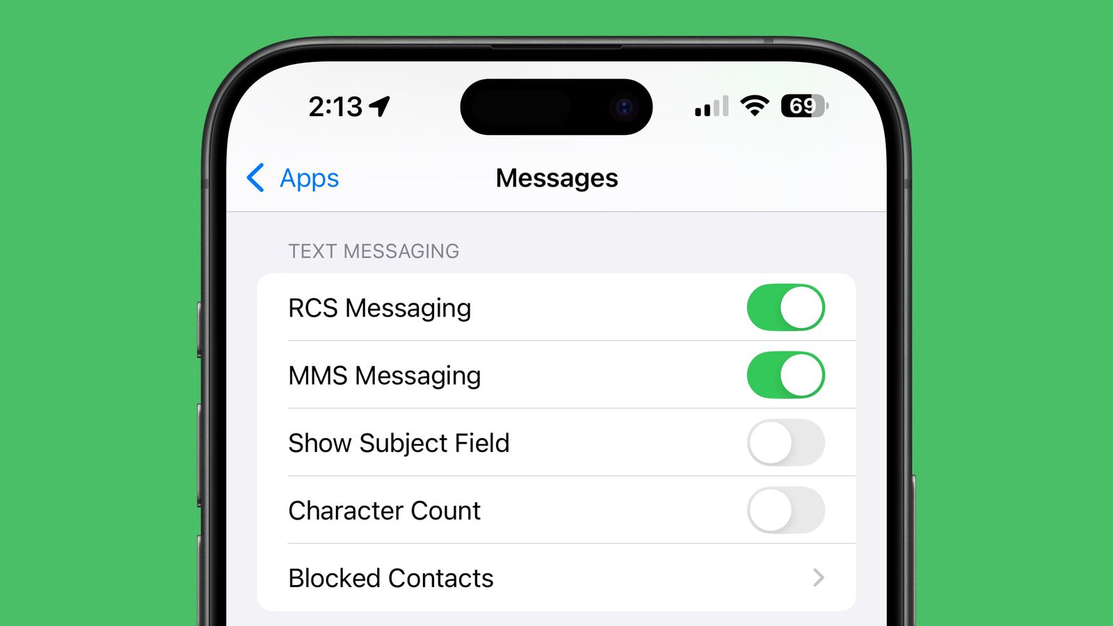 disable and re enable iphone rcs messages