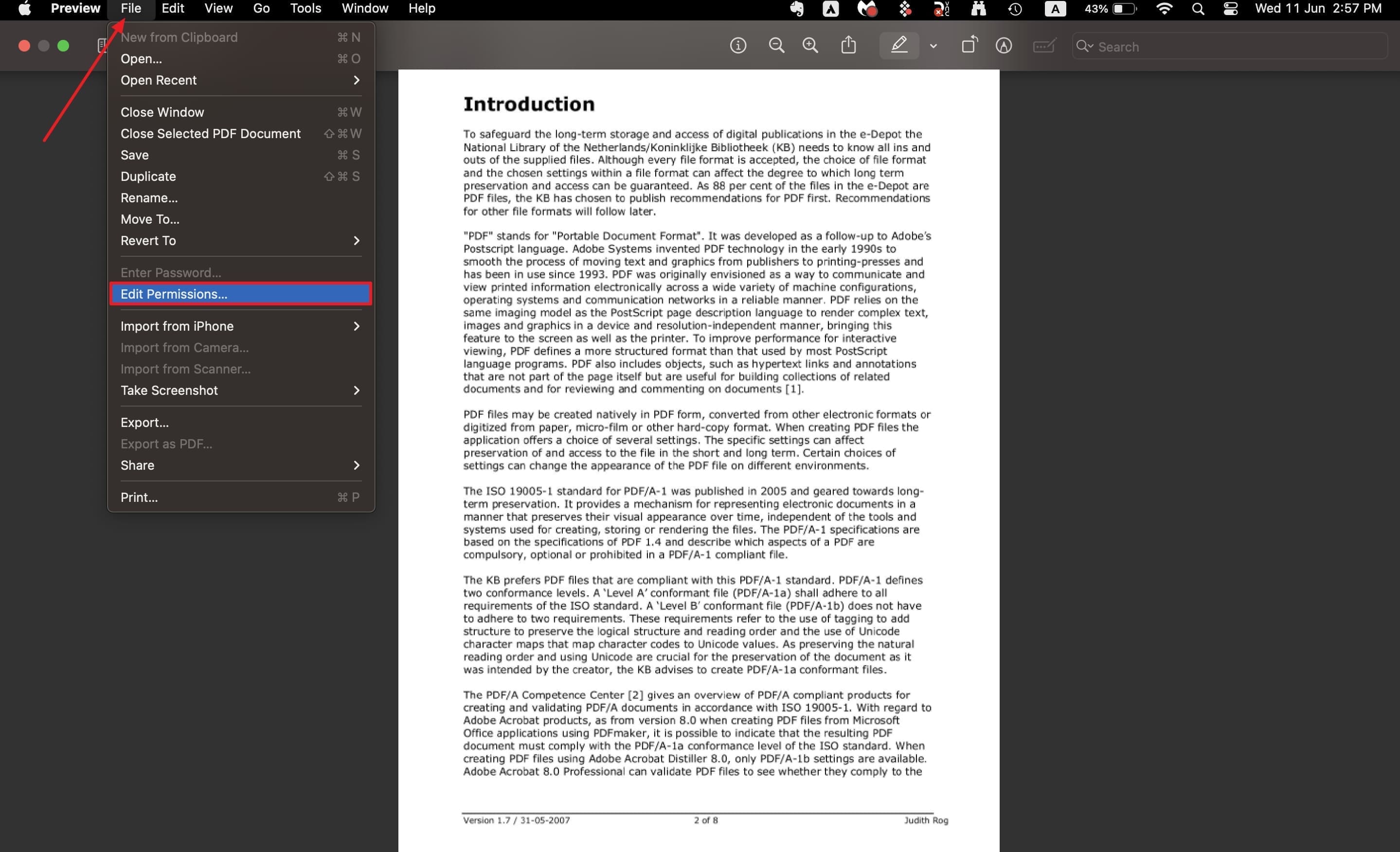 tap edit permissions in preview