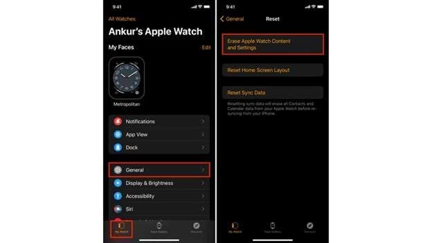 erase apple watch content and settings