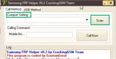 choose the comport setting and click on scan