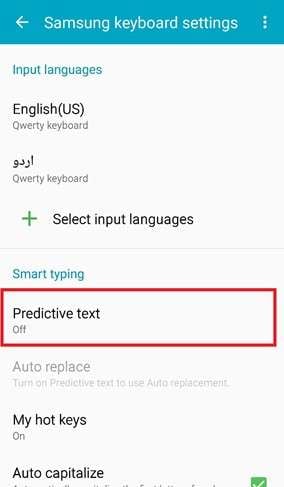 select predictive text