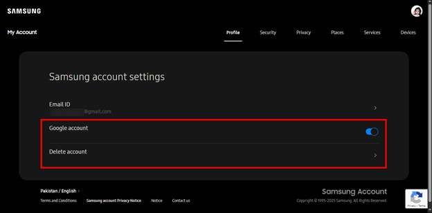 disable google account and click delete account
