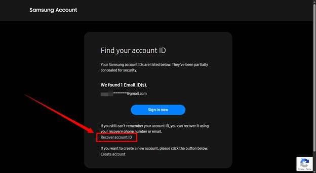 click recover account id