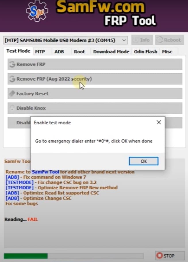 get enable test mode menu