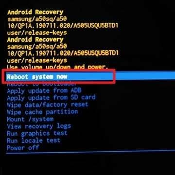 reboot system now option