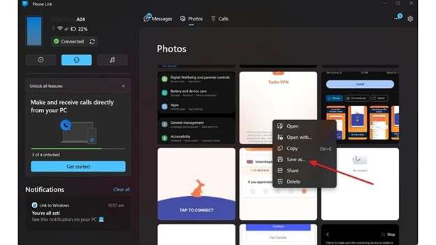 samsung data transfer pc via phone link