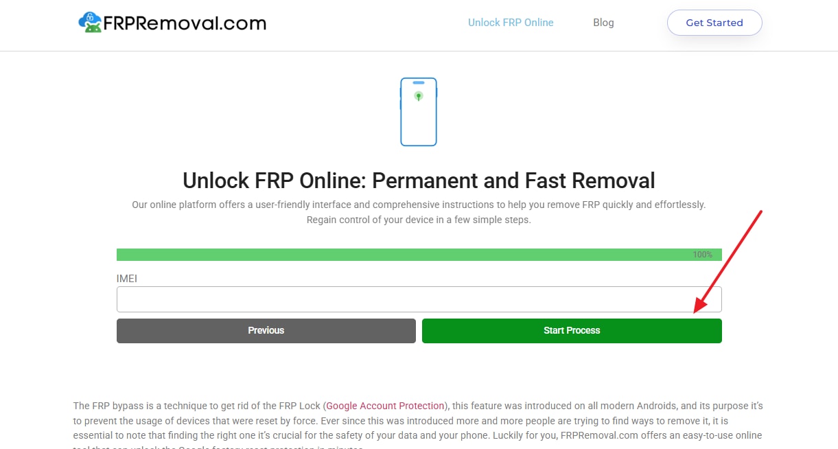 continue process by adding imei