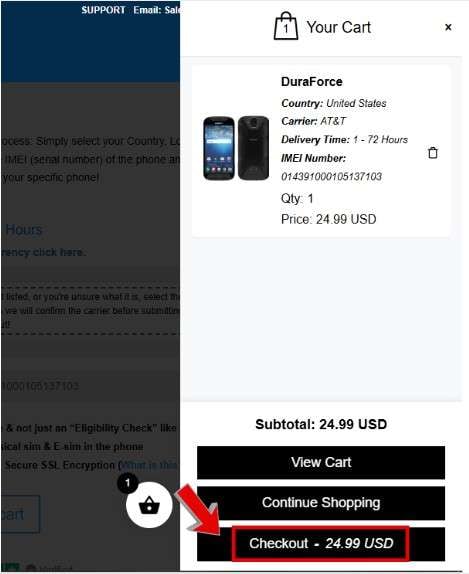 click on the checkout button 